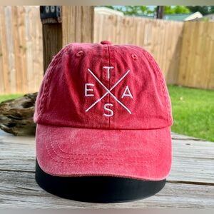 Texas Logo Hat Red and White New Adjustable Cap